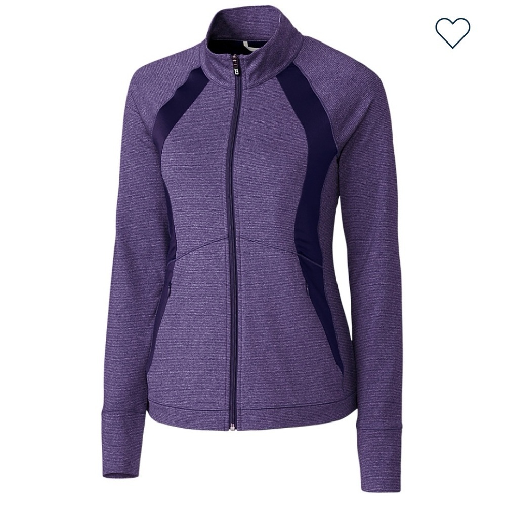Cutter & Buck Womens Shoreline Colorblock Full-Zip Purple Heather Size XS